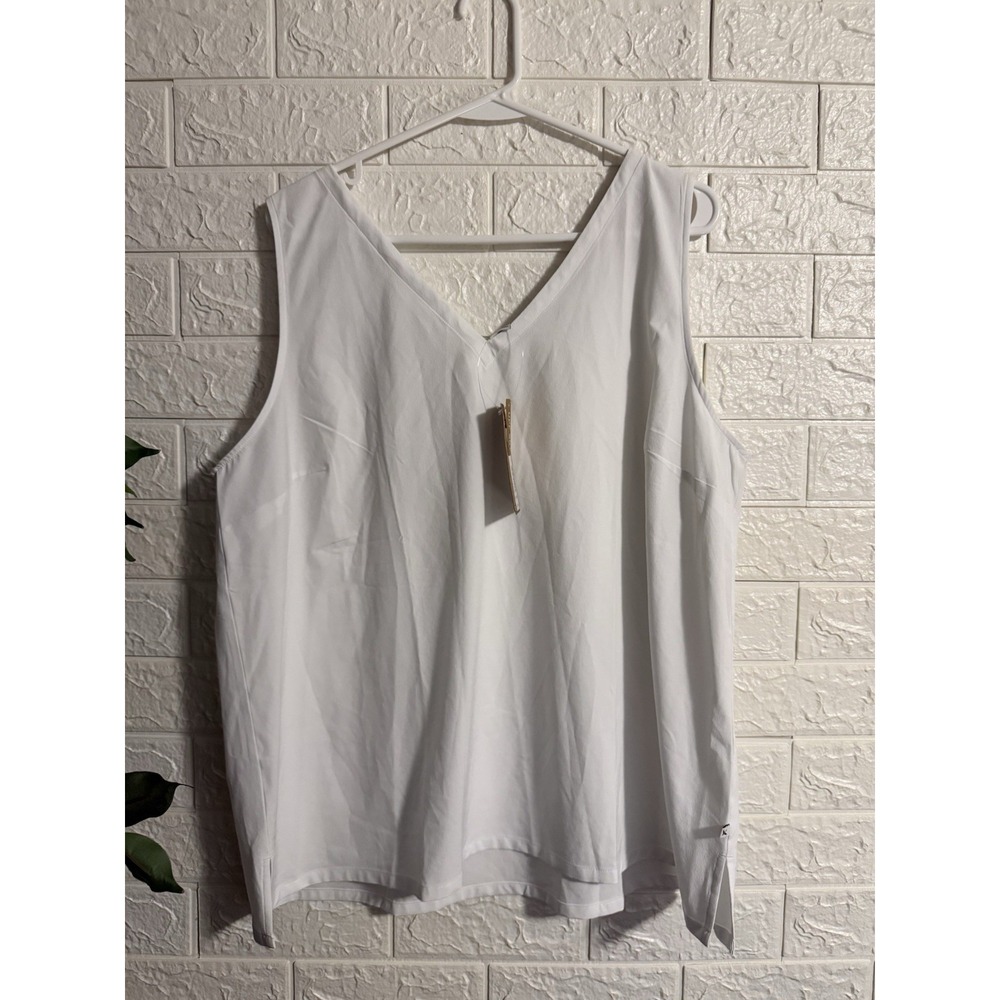 Eddie Bauer Women Departure V-Neck Tank Top Snow White UPF 50+ XL New